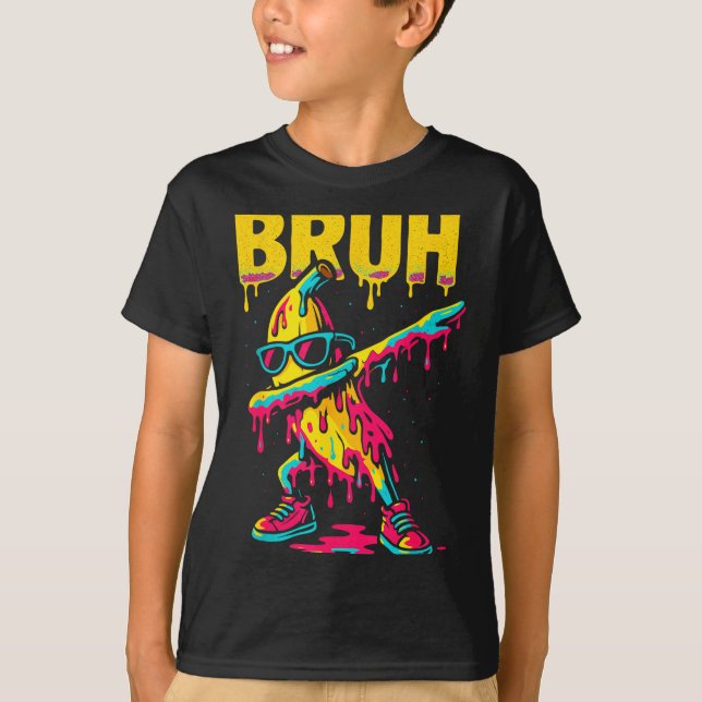Camiseta Banana Dabbing Bruh Drip Sorvete Banana Juventude  (Frente)