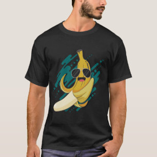 Camiseta Banana Engraçada Com Óculos Solares Fru Saudável E