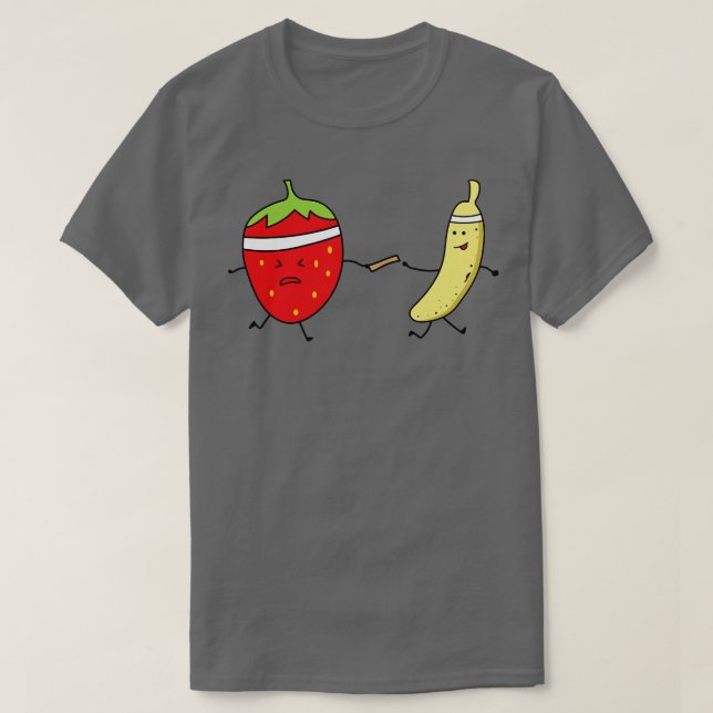 Camiseta Banana Engraçada E Morango Correm Uma Maratona (Frente do Design)