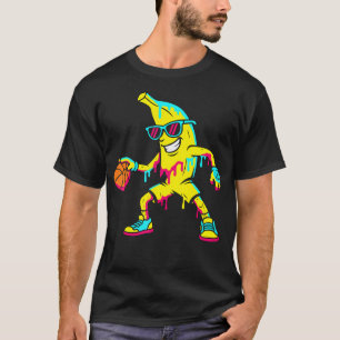 Camiseta Banana Engraçado Basquete Gotejamento Crianças Jov