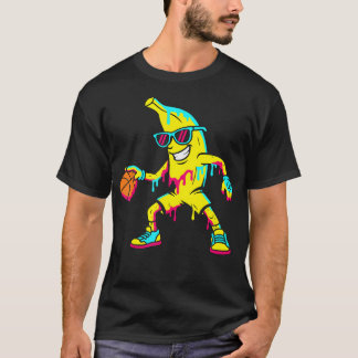 Camiseta Banana Engraçado Basquete Gotejamento Crianças Jov