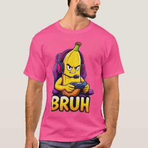 Camiseta Banana Gamer Engraçado Bruh Meme Controle de Jogos