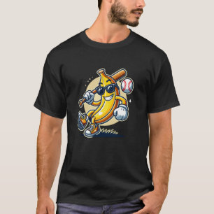 Camiseta Banana Jogando Baseball Fruta Sobre Jogada De Base