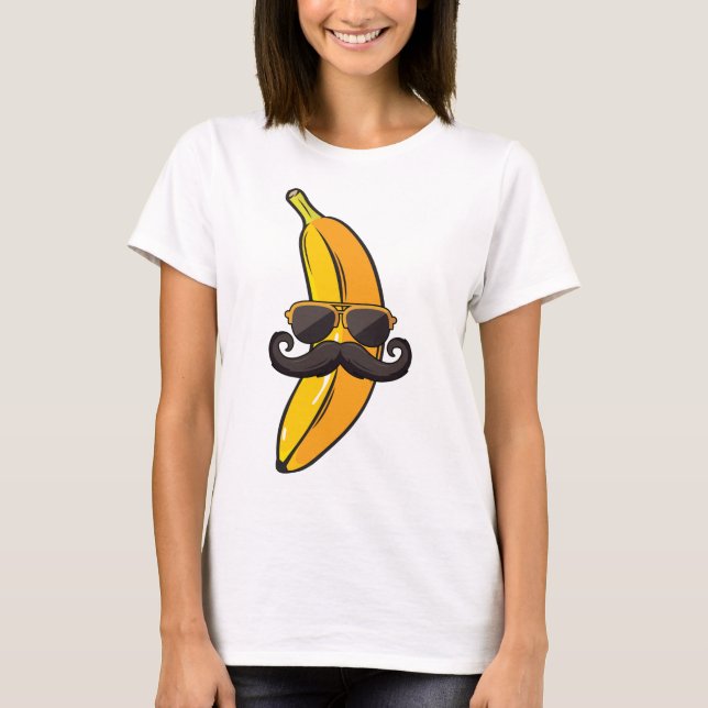 Camiseta Banana Mustache Óculos escuros enfrentam Fruta Leg (Frente)