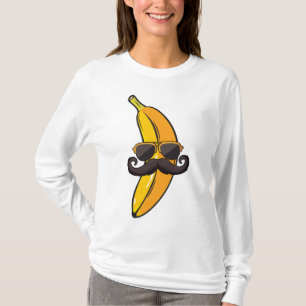 Camiseta Banana Mustache Óculos escuros enfrentam Fruta Leg
