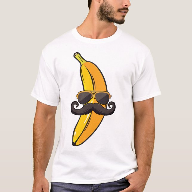 Camiseta Banana Mustache Óculos escuros enfrentam Fruta Leg (Frente)