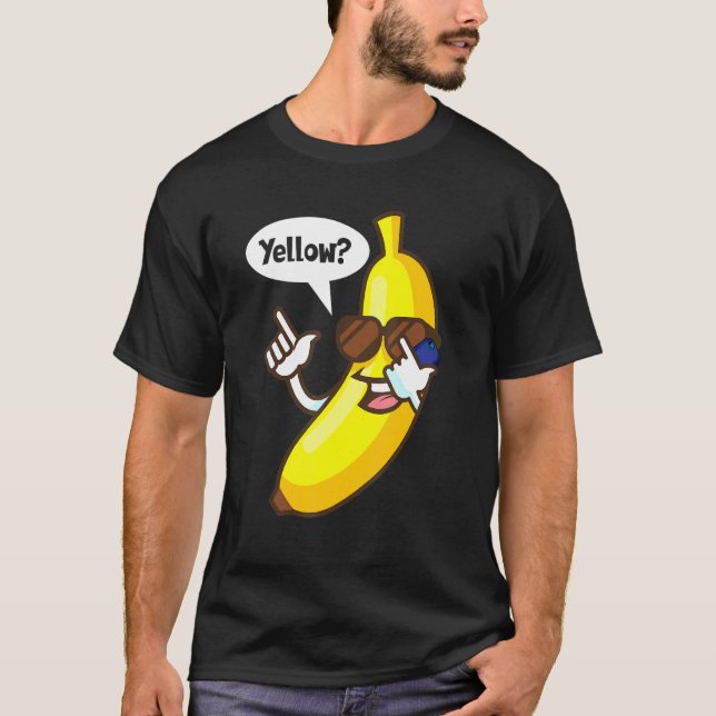 Camiseta Banana Respondendo Telefone Óculos Amarelos Amarel (Frente)