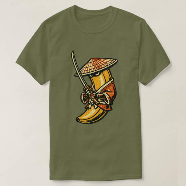 Camiseta Banana Ronin — Samurai Errante Fruta Divertida  (Frente do Design)