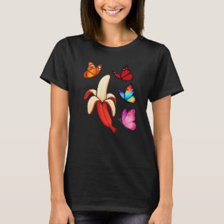 Camiseta Banana Vermelha e Borboletas