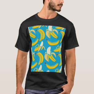Camiseta Bananas amarelas, padrão de fundo azul