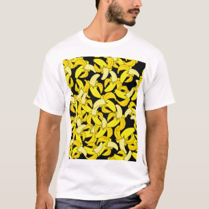 Camiseta Bananas Amarelas Vintage: Fundo Negro