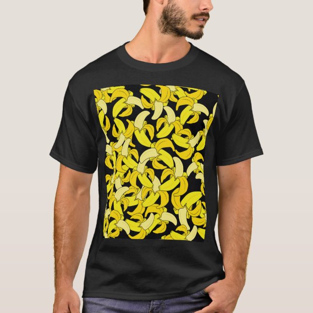 Camiseta Bananas Amarelas Vintage: Fundo Negro (Frente)