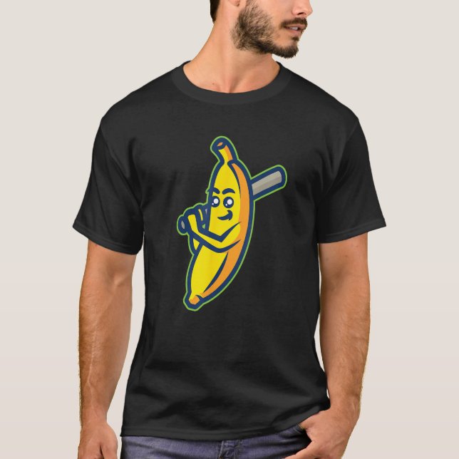 Camiseta Bananas Cuecas Segurando Bat De Baseball Para Base (Frente)