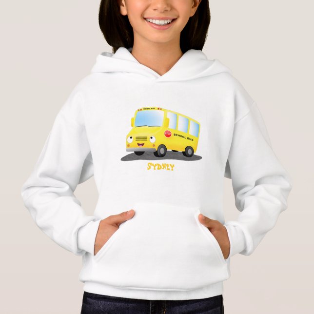 Camiseta Banda branca e feliz de ônibus escolar amarelo (Frente)