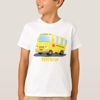 Banda branca e feliz de ônibus escolar amarelo