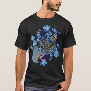 Camiseta Banda de Arte Horna Francesa - Música Flores Azuis