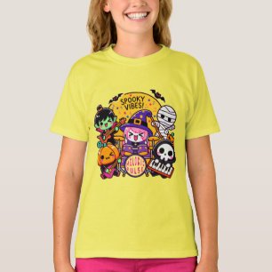 Camiseta Banda de Halloween Vibrante: Trabalho de arte de V