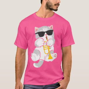 Camiseta Banda de Marcar Jogador de Trompete de Gato de Tro