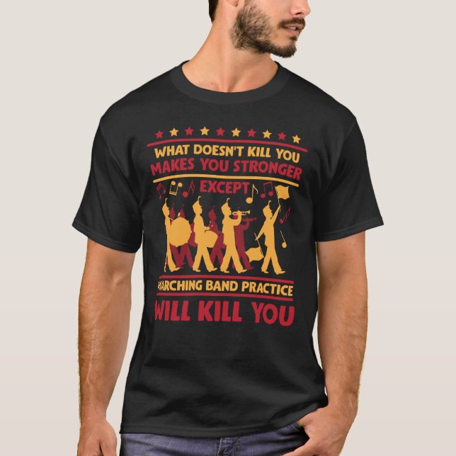 Camiseta Banda de Marcha Hilária Tambor de Trompete Música (Frente)