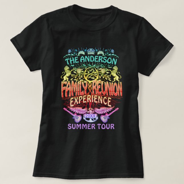 Camiseta Banda de Reunião da Família Retro 70s Concert Logo (Frente do Design)