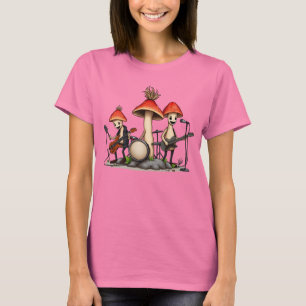 Camiseta Banda de Rock Caprichosa de Cogumelo Cottagecore M