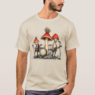 Camiseta Banda de Rock Caprichosa de Cogumelo Cottagecore M