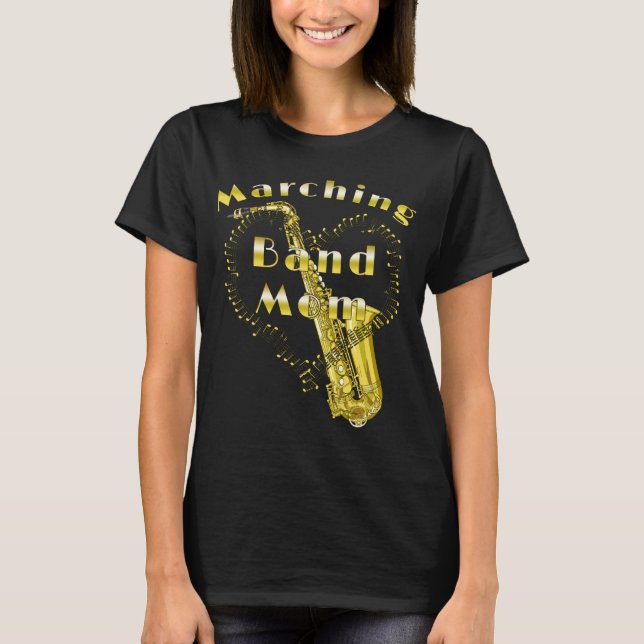Camiseta Banda Engraçada Saxofone Marching Mãe (Frente)