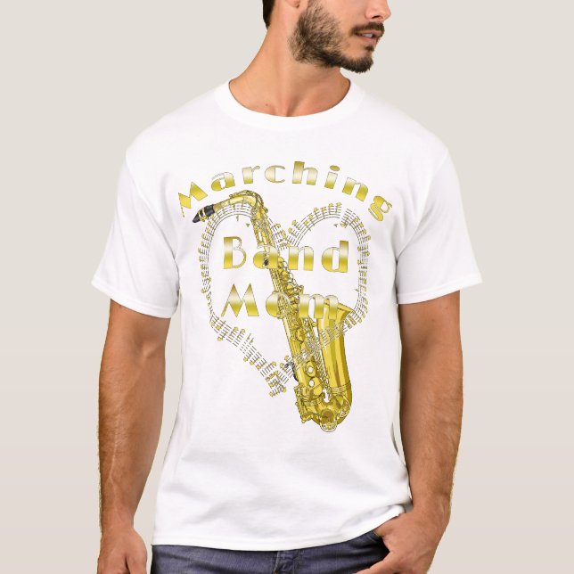 Camiseta Banda Engraçada Saxofone Marching Mãe (Frente)