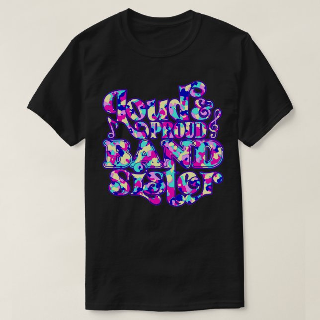 Camiseta Banda Marchante Louca E Orgulhosa Irmã Brilhante C (Frente do Design)
