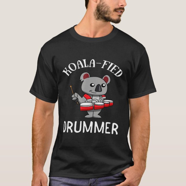 Camiseta Banda Marching Koala Tenor Drum Quad Quintet Drumm (Frente)