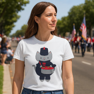 Camiseta Banda Marcial Gato Azul Marinho Vermelho