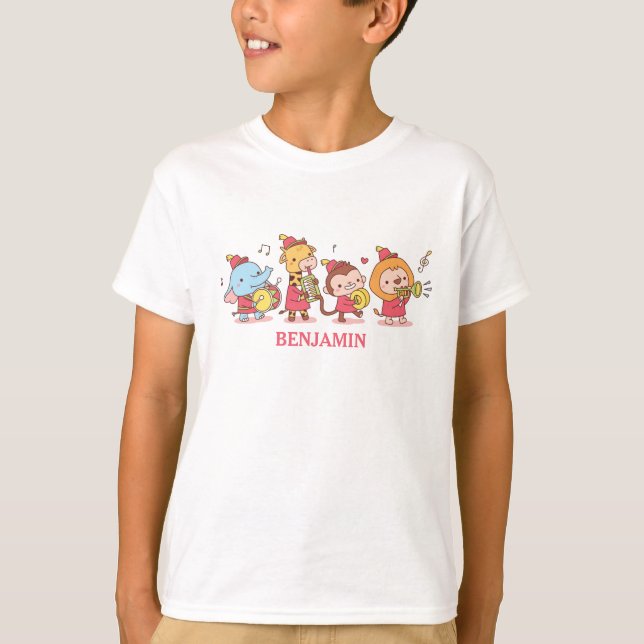 Camiseta Banda Marcial Musical de Animais Fofos (Frente)