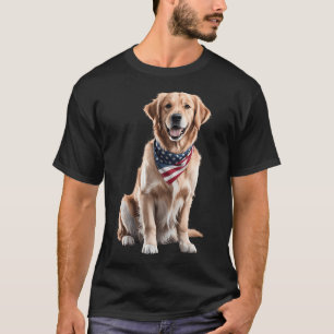 Camiseta Bandana da Bandeira Americana do Golden Retriever