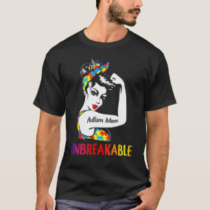 Camiseta Bandana de Puzzle Mãe Autismo Inquebrantável Consc