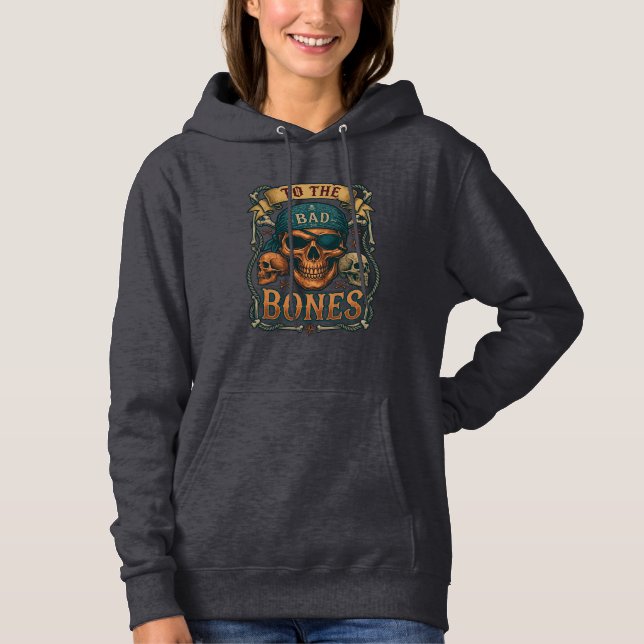 Camiseta Bandana do Crânio de Pirata Bad Bones com Ossos Cr (Frente)