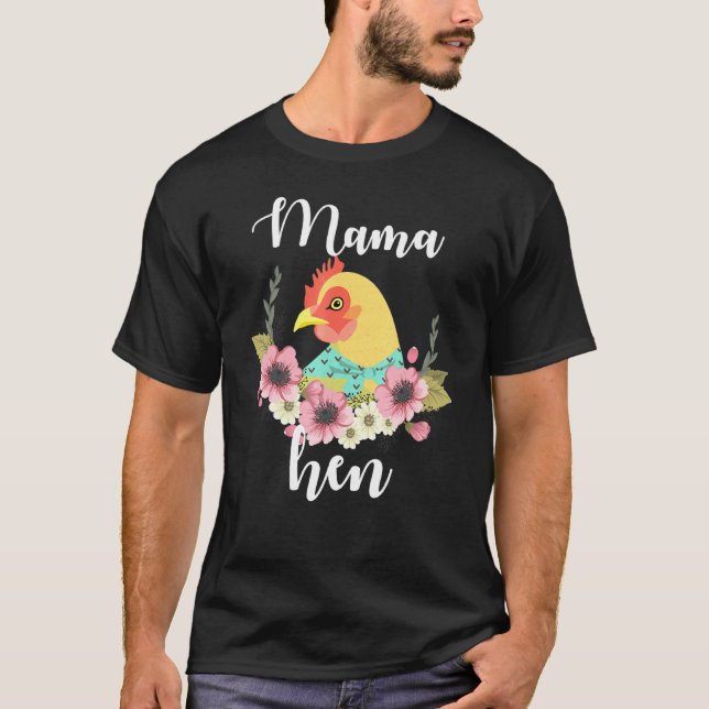 Camiseta Bandana Mama Hen Chicken Dia de as mães Mãe Aniver (Frente)