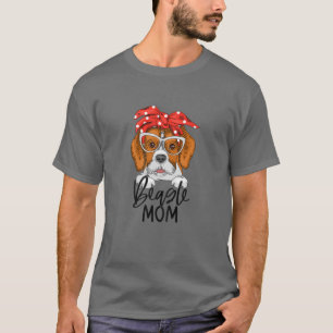 Camiseta Bandanas Óculos Beagle Mãe Melhor Cachorro Mãe Alg