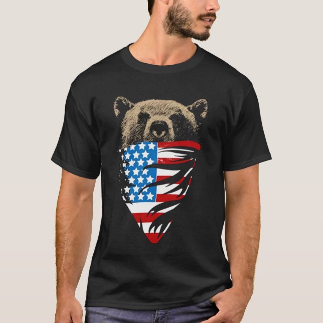 Camiseta bandanna patriótico do urso de urso da bandeira (Frente)