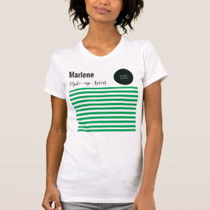Camiseta Bandas verdes e brancas profissionais com logotipo