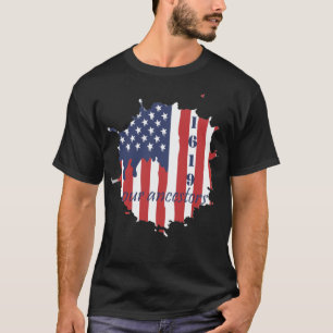 Camiseta bandeira 1619 nossos ancestrais América