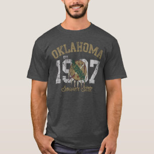 Camiseta Bandeira 1907 do estado do Est Oklahoma do vintage