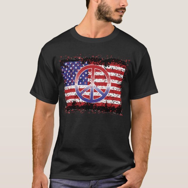 Camiseta Bandeira 91200 dos E.U. da paz de OBAMA (Frente)