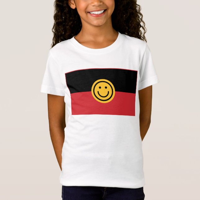 Camiseta Bandeira aborígene australiana com rosto de sorris (Frente)