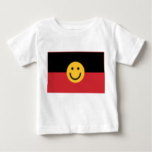 Camiseta Bandeira aborígene australiana com rosto de sorris