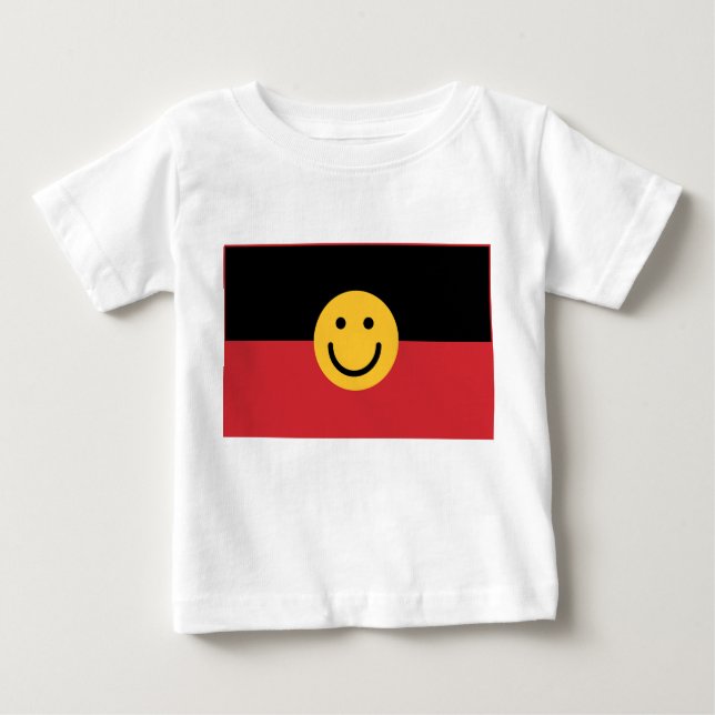 Camiseta Bandeira aborígene australiana com rosto de sorris (Frente)