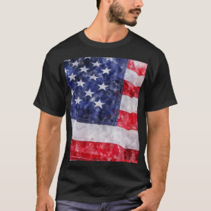 Camiseta Bandeira abstrato americana, Estilo Watercolor.
