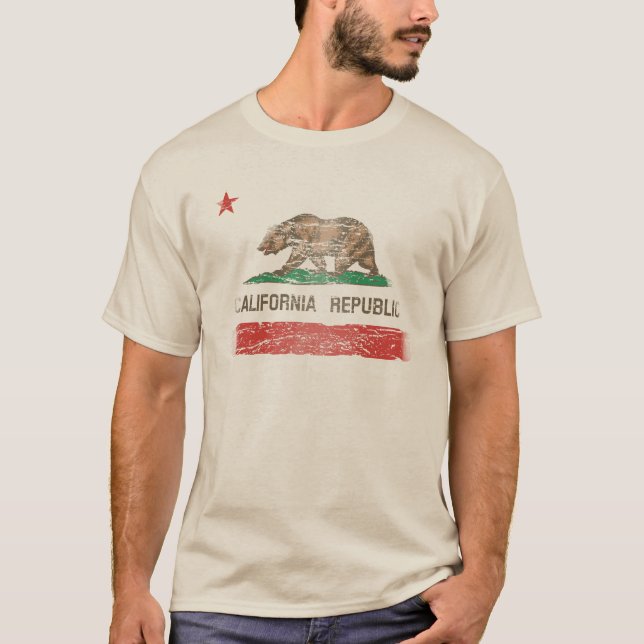 Camiseta Bandeira afligida da república de Califórnia (Frente)