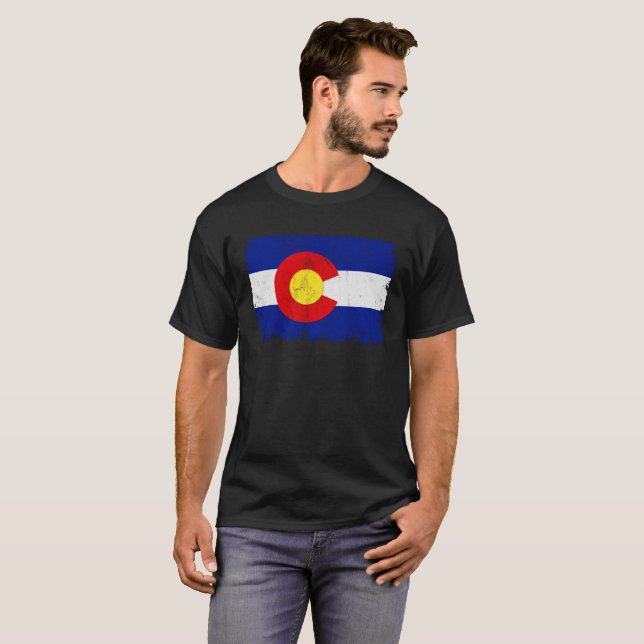 Camiseta Bandeira afligida de Colorado (Frente Completa)
