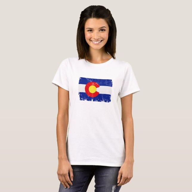 Camiseta Bandeira afligida de Colorado (Frente Completa)