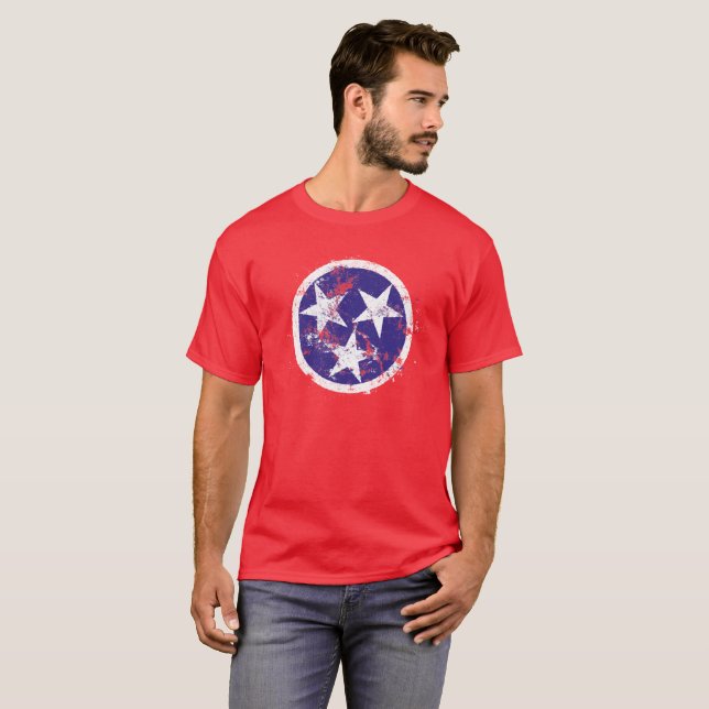 Camiseta Bandeira afligida do estado de Tennessee (Frente Completa)
